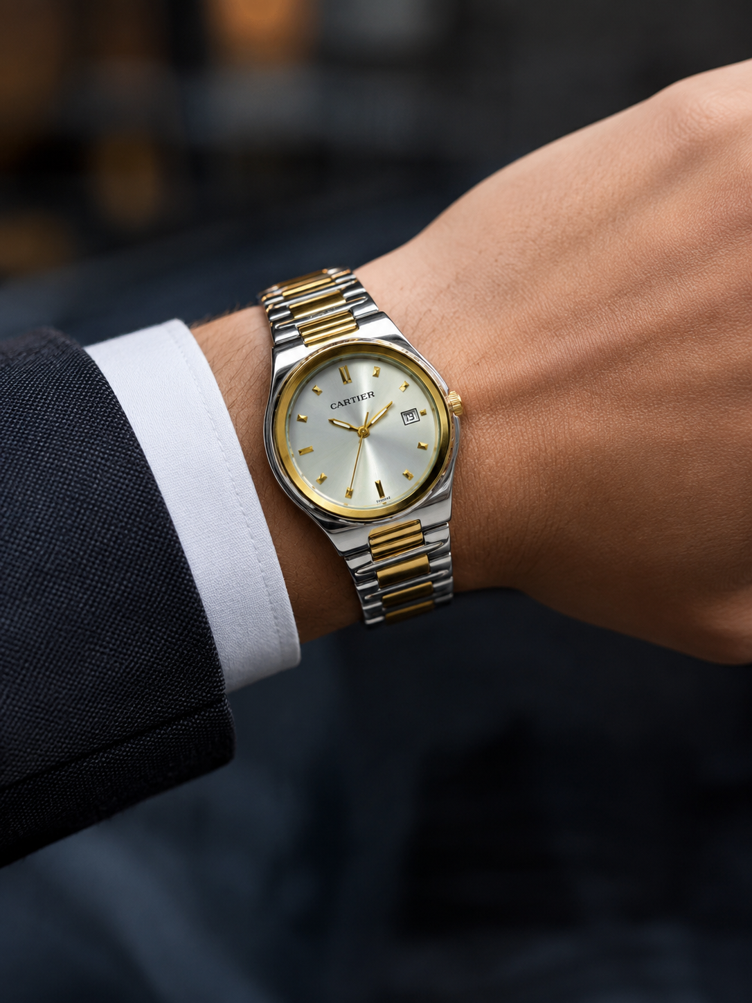 Luxury Two-Tone Stainless Steel Men’s Watch with Silver Dial