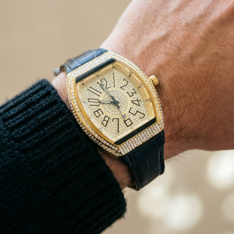 Franck Muller Vanguard Compass Display Gold Dial Premium Date Watch
