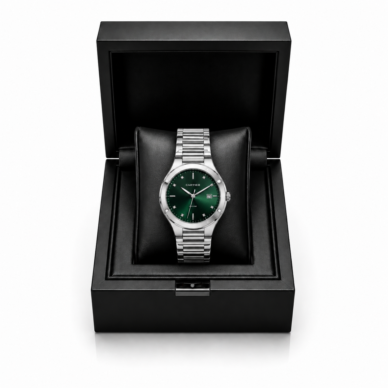 Cartier Green Dial Stainless Steel Luxury Watch