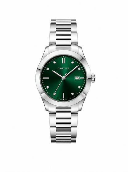 Cartier Green Dial Stainless Steel Luxury Watch
