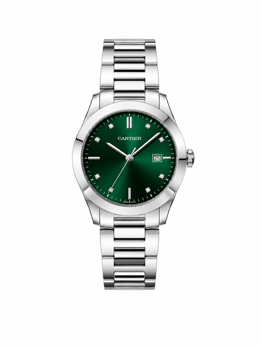 Cartier Green Dial Stainless Steel Luxury Watch