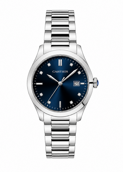 Cartier Blue Dial Stainless Steel Luxury Watch