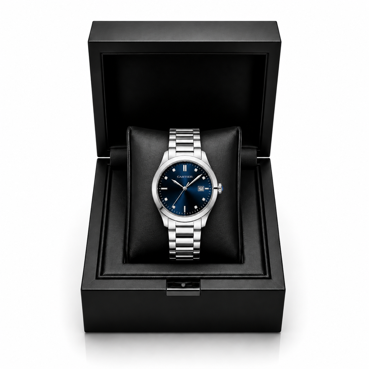 Cartier Blue Dial Stainless Steel Luxury Watch