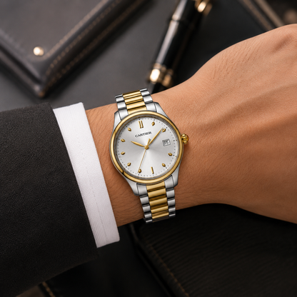 Cartier Two-Tone Silver & Gold Luxury Watch