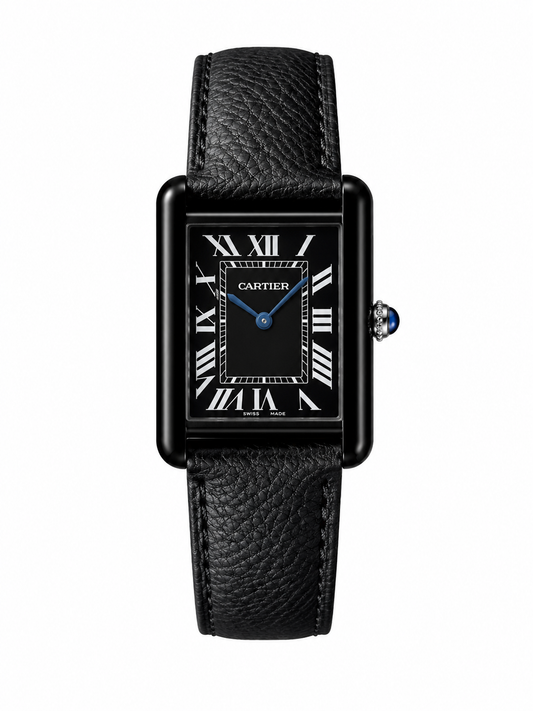 Cartier Black Tank Leather Strap Luxury Watch
