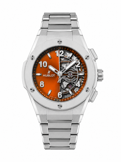 Hublot Classic Fusion Skeleton Orange Dial Stainless Steel Watch