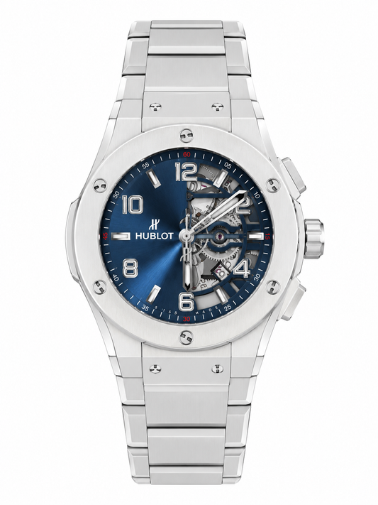 Hublot Classic Fusion Blue Skeleton Dial Stainless Steel Watch