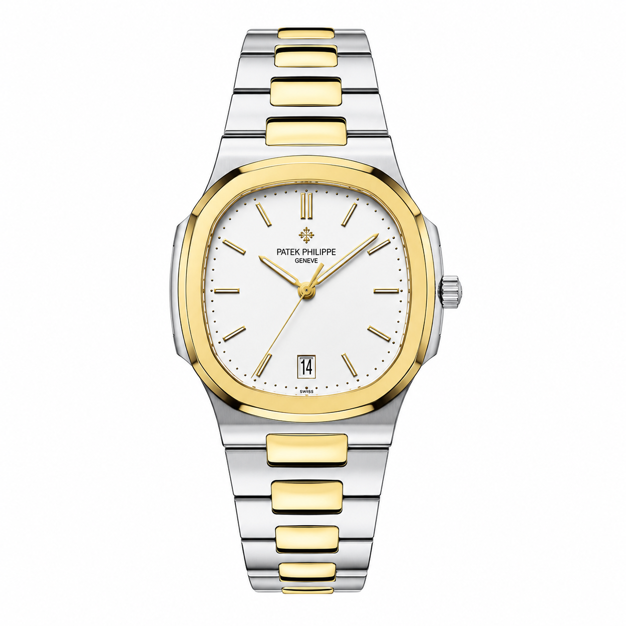 Patek Philippe Two-Tone Luxury Quartz Watch – White Dial Edition