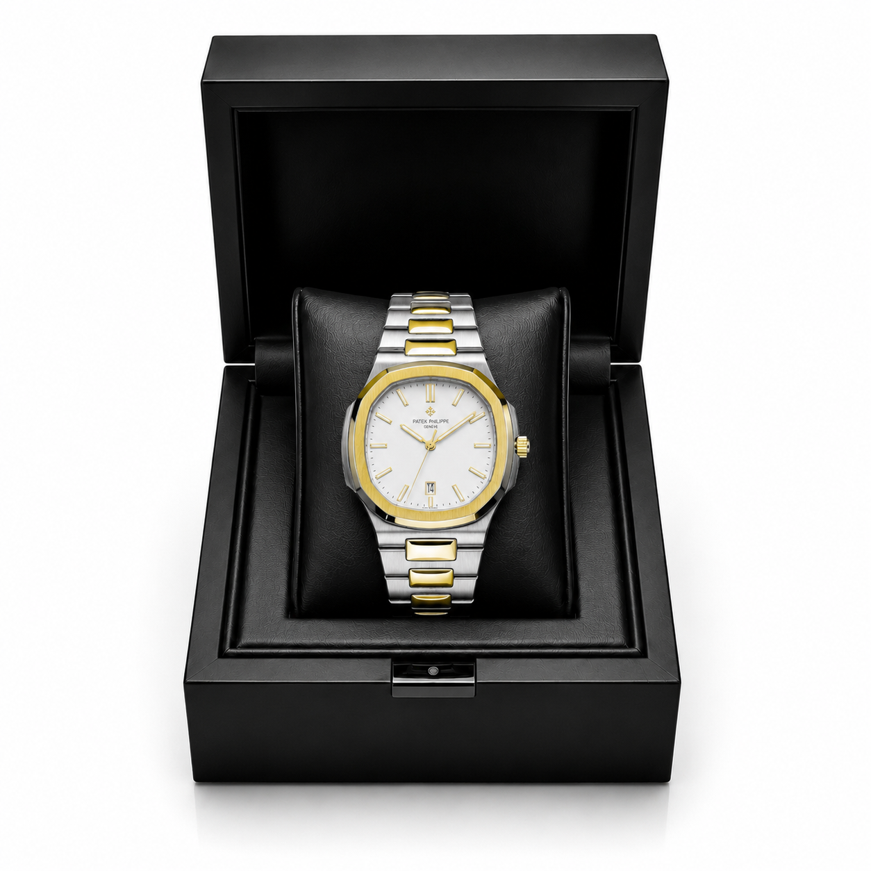 Patek Philippe Two-Tone Luxury Quartz Watch – White Dial Edition