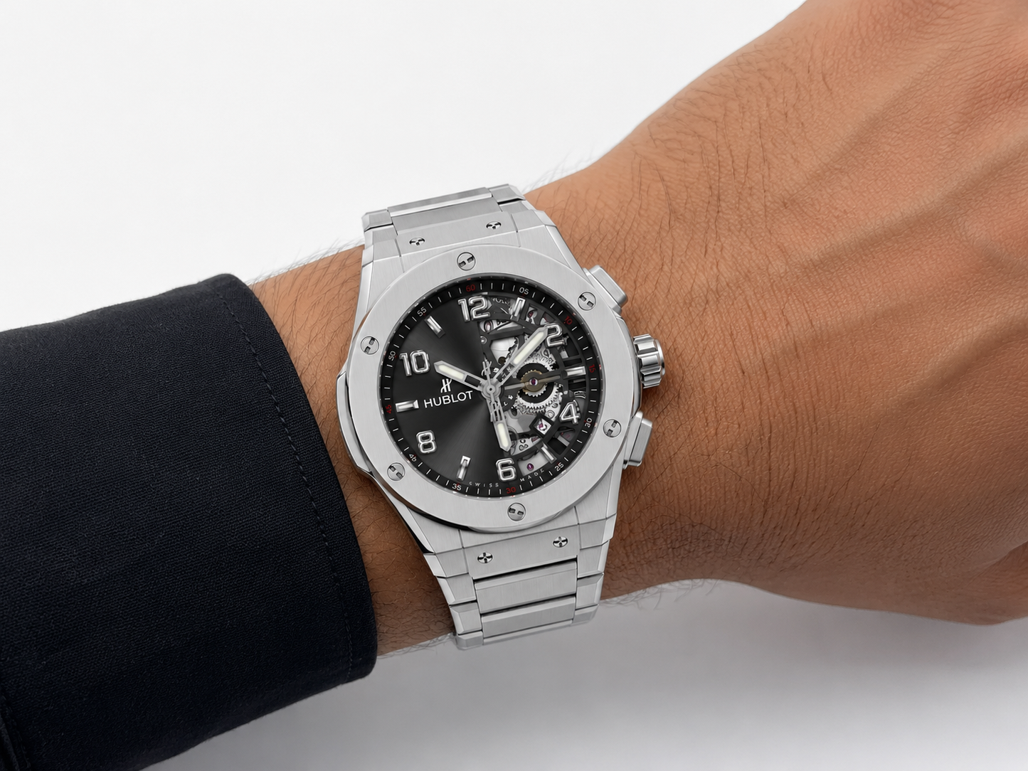 Hublot Classic Fusion Blue Skeleton Dial Stainless Steel Watch