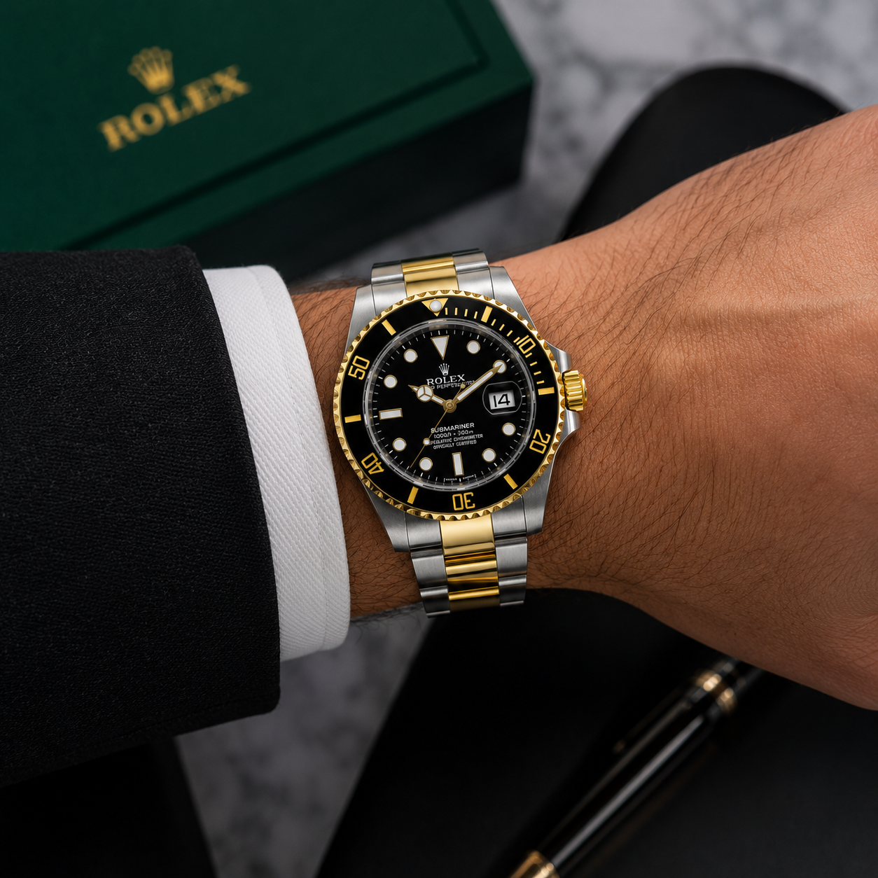 Rolex Submariner Two-Tone Black Dial Luxury Watch