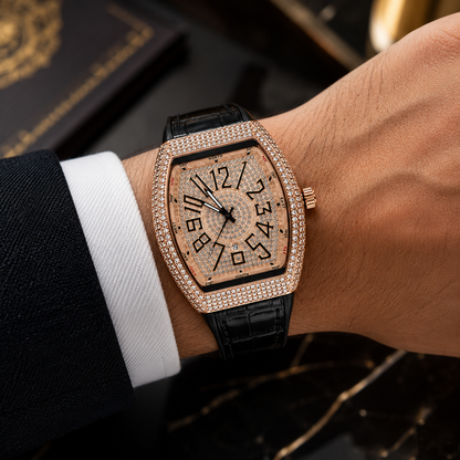 Franck Muller Vanguard Compass Display Rose Gold Dial Premium Date Watch