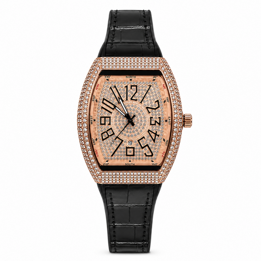 Franck Muller Vanguard Compass Display Rose Gold Dial Premium Date Watch