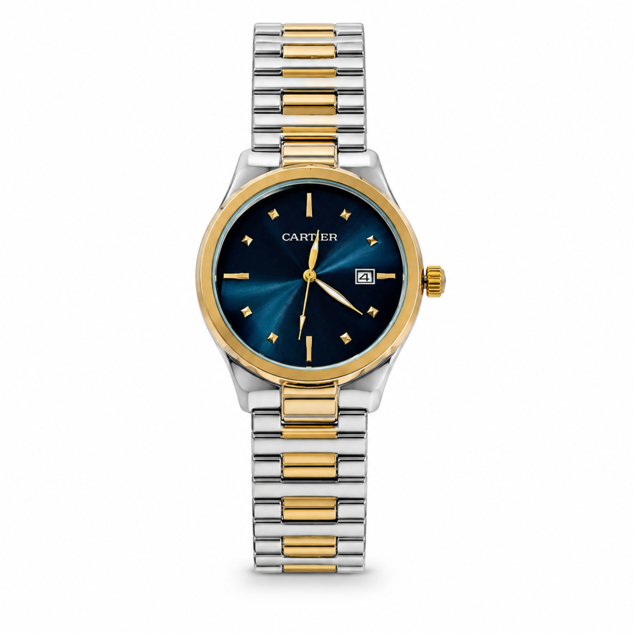 Cartier Royal Blue Dial Two-Tone Date Luxury Watch