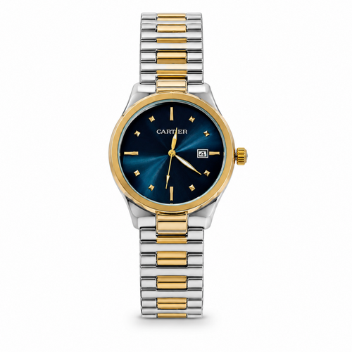 Cartier Royal Blue Dial Two-Tone Date Luxury Watch