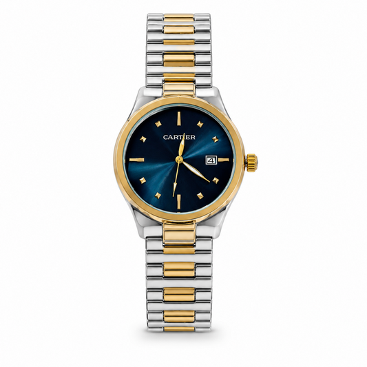 Cartier Royal Blue Dial Two-Tone Date Luxury Watch
