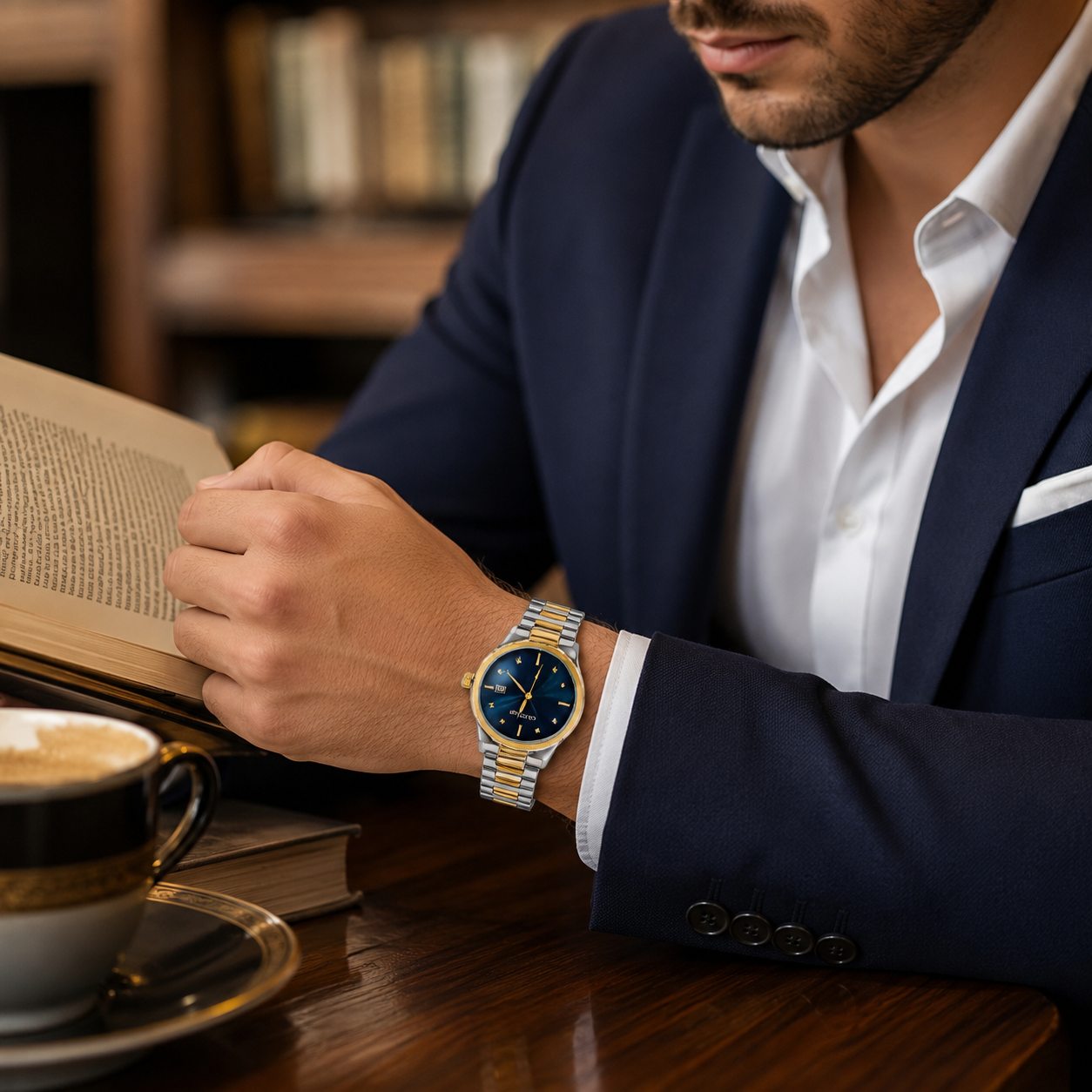 Cartier Royal Blue Dial Two-Tone Date Luxury Watch
